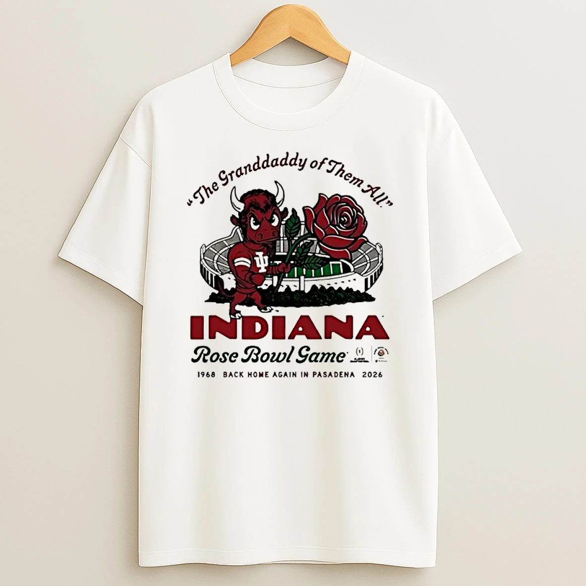Indiana Hoosiers 2026 Rose Bowl Game Back Home Again In Pasadena Mascot Vintage T Shirt