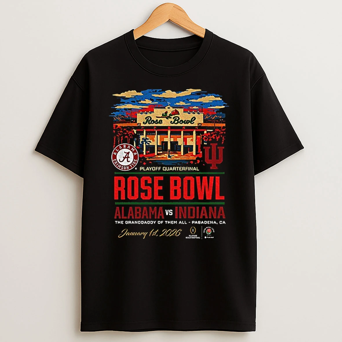 Indiana Hoosiers 2026 Rose Bowl Vs Alabama Stadium Playoff Quaterfinal T Shirt