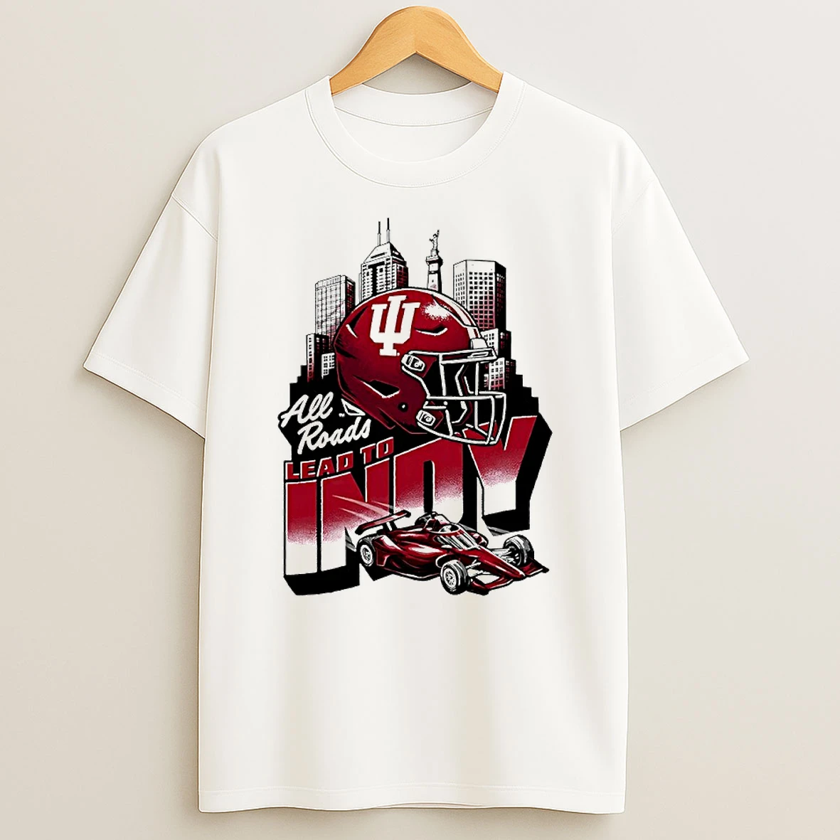 Indiana Hoosiers All Roads Lead To Indy Big 10 Championships Circle T Shirt
