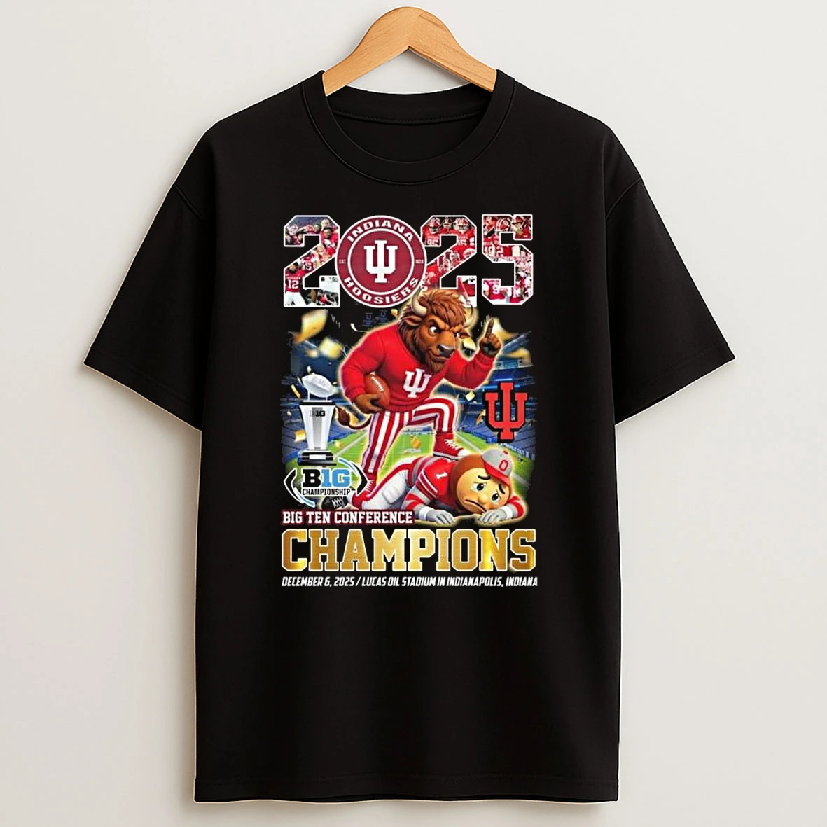Indiana Hoosiers Beat Ohio State 2025 Big Ten Conference Champions Mascot T Shirt