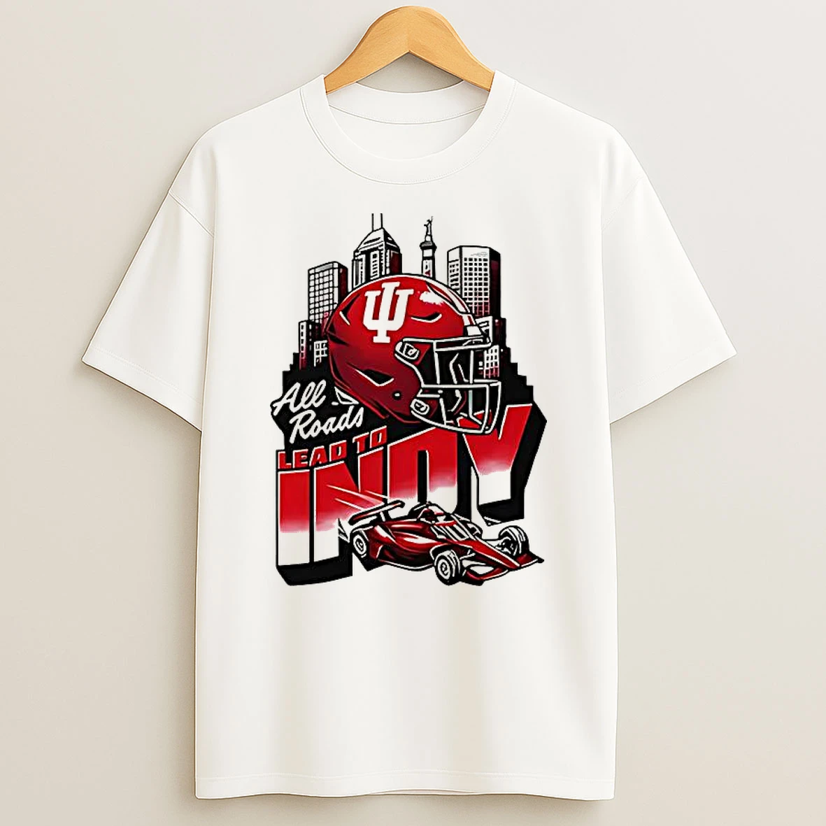 Indiana Hoosiers Big Ten All Roads Lead To Indy Helmet T Shirt