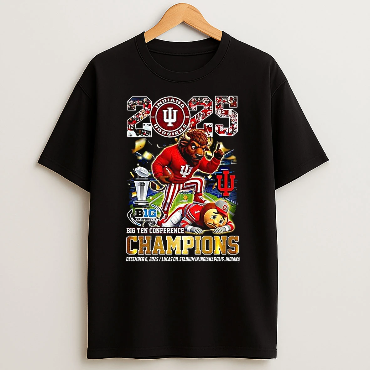 Indiana Hoosiers Big Ten Champions 2025 Mascot T Shirt