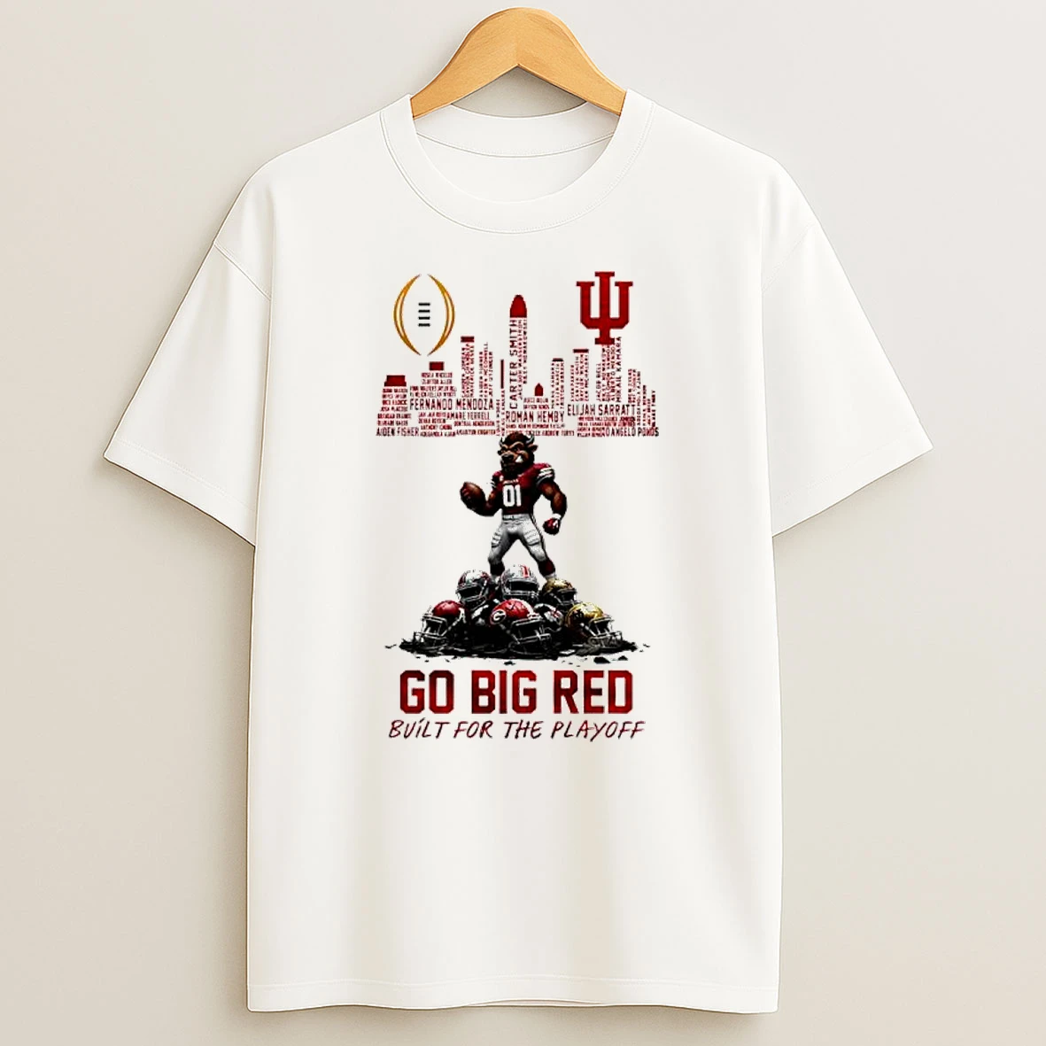 Indiana Hoosiers Bulit For Playoff 2025 2026 Cfp Mascot Skyline T Shirt