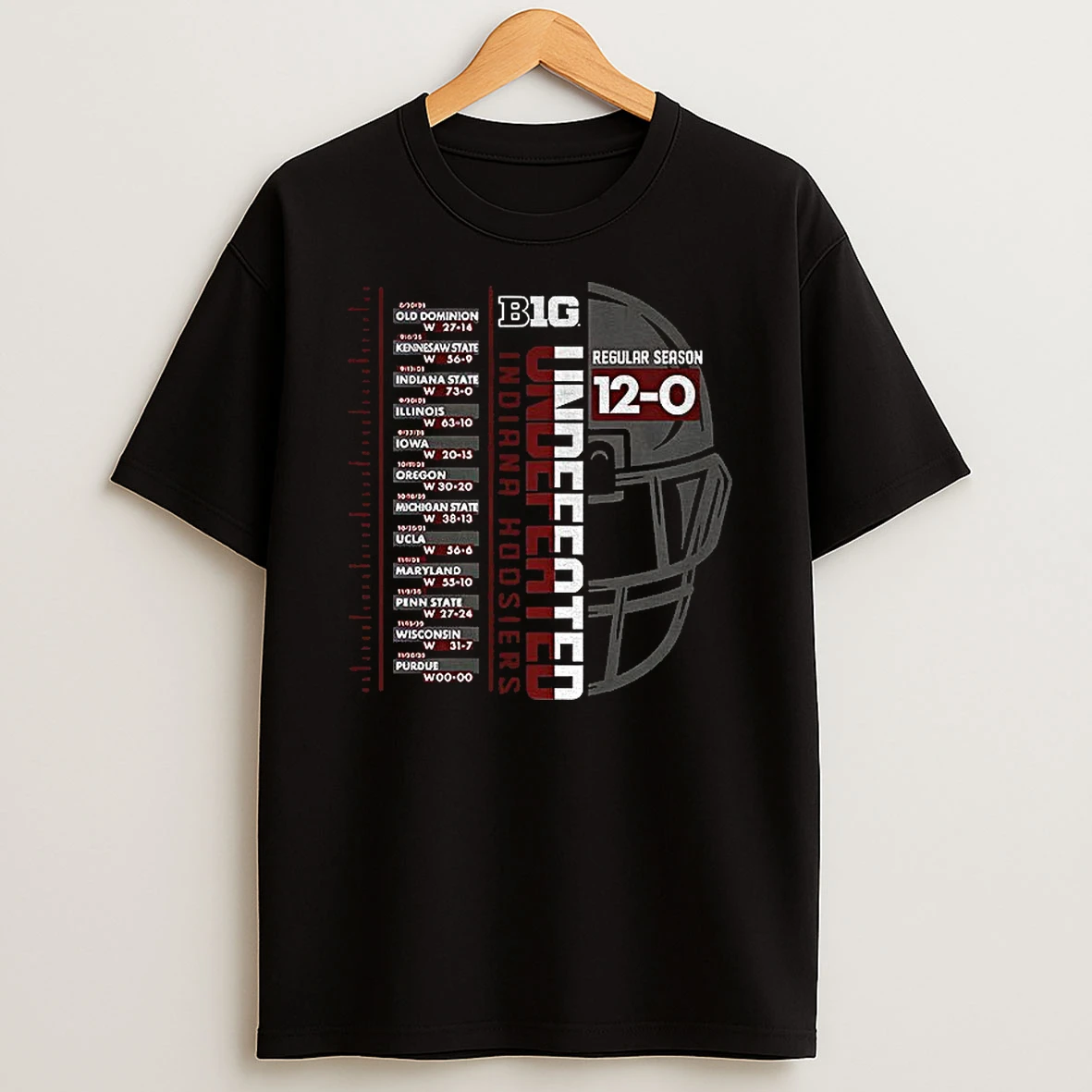 Indiana Hoosiers Charcoal Football 2025 Undefeated Regular 12 0 T Shirt