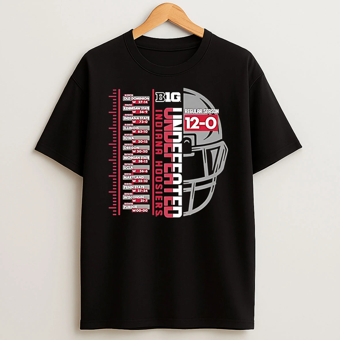 Indiana Hoosiers Crimson 2025 Big 10 Undefeated Regular Season T Shirt