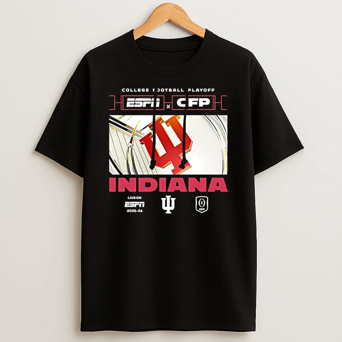 Indiana Hoosiers Espn X Cfp College Football Playoff Live On Espn 2025 26 T Shirt