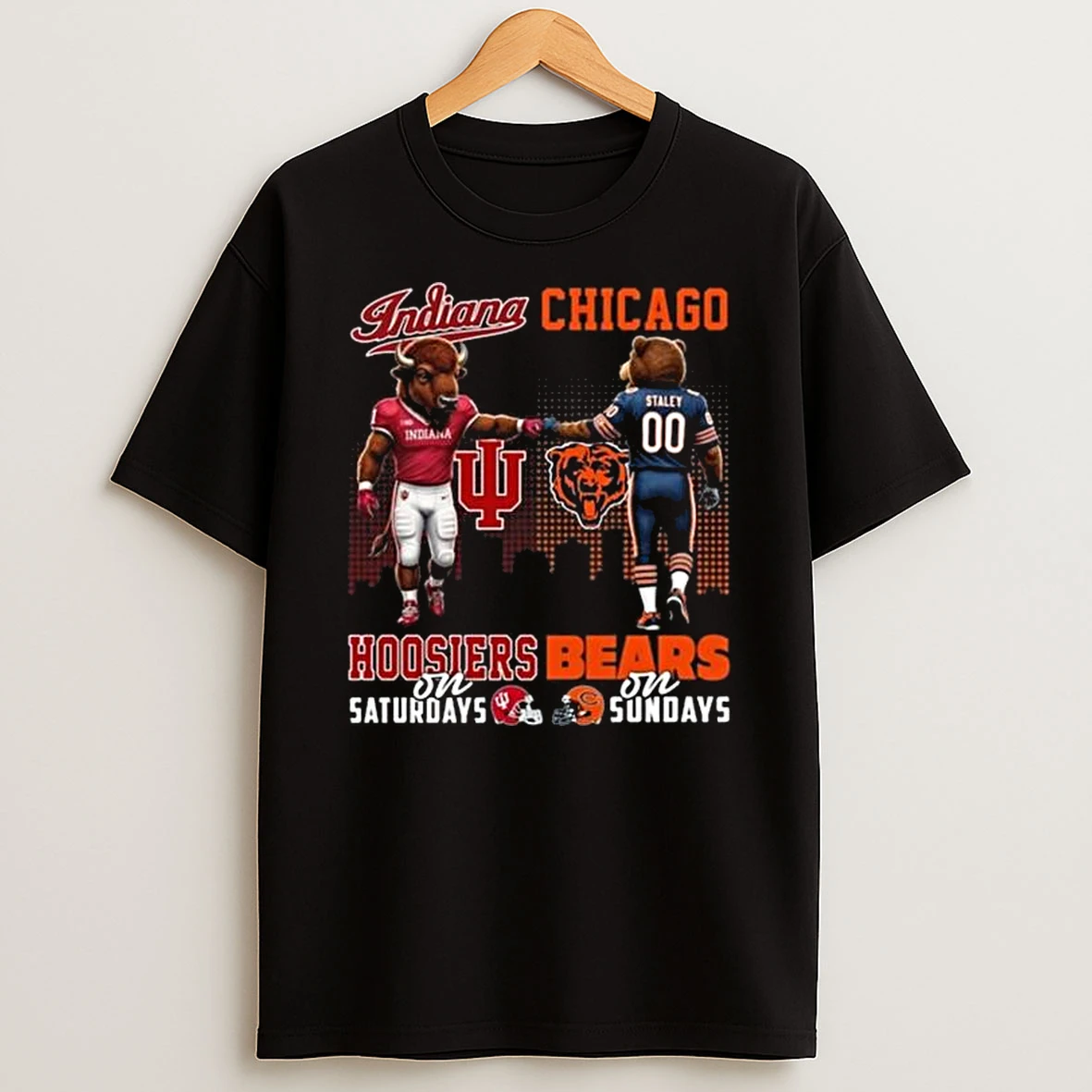 Indiana Hoosiers On Saturdays X Chicago Bears On Sundays Mascot 2025 T Shirt