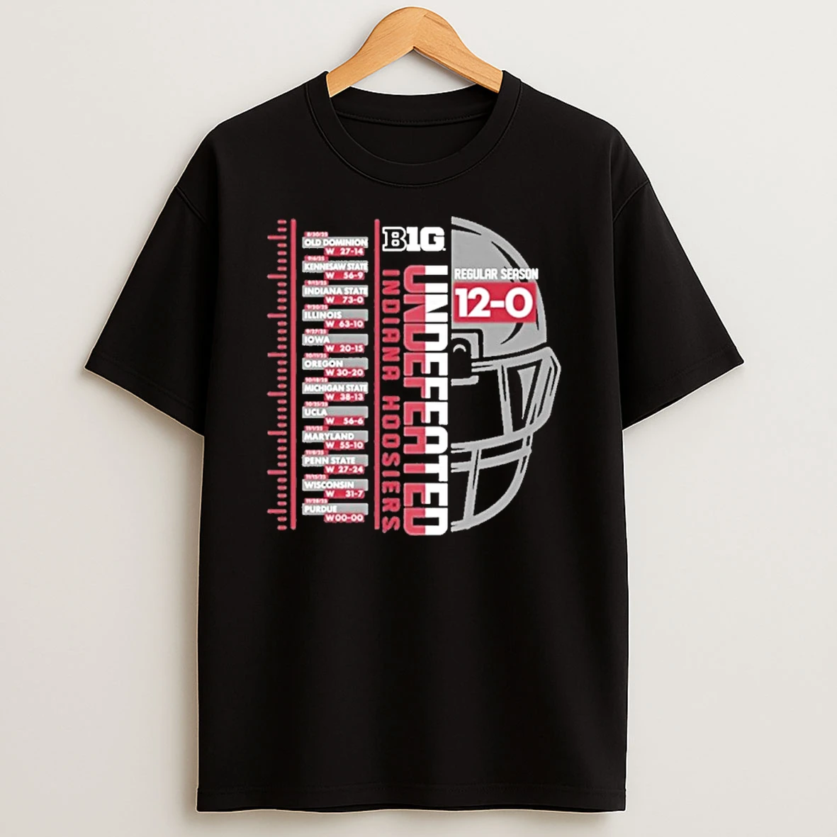 Indiana Hoosiers Undefeated 12 0 Regular Season Helmet T Shirt