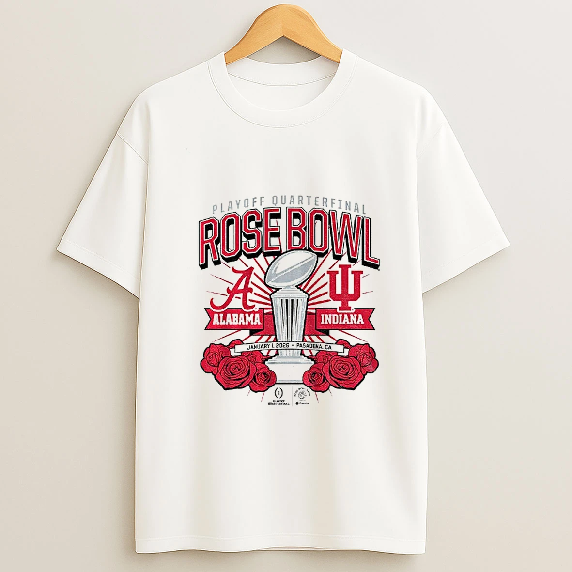 Indiana Hoosiers And Alabama Crimson Tide 2025 Cfp Rose Bowl Matchup Football T Shirt
