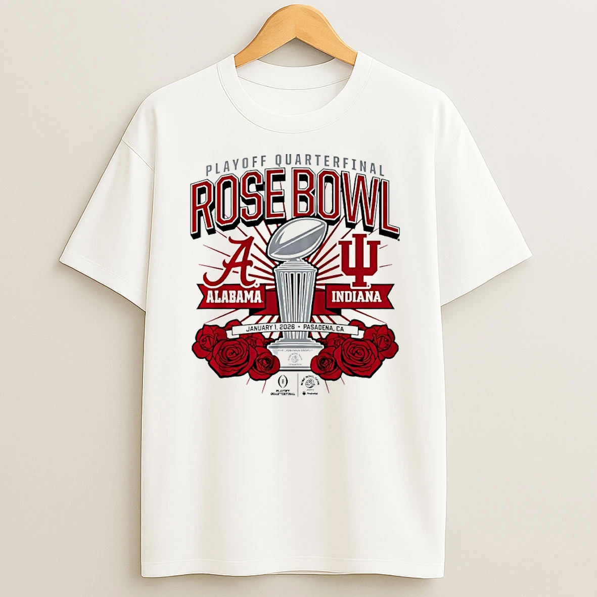 Indiana Hoosiers And Alabama Crimson Tide 2026 Cfp Rose Bowl Matchup Circle T Shirt