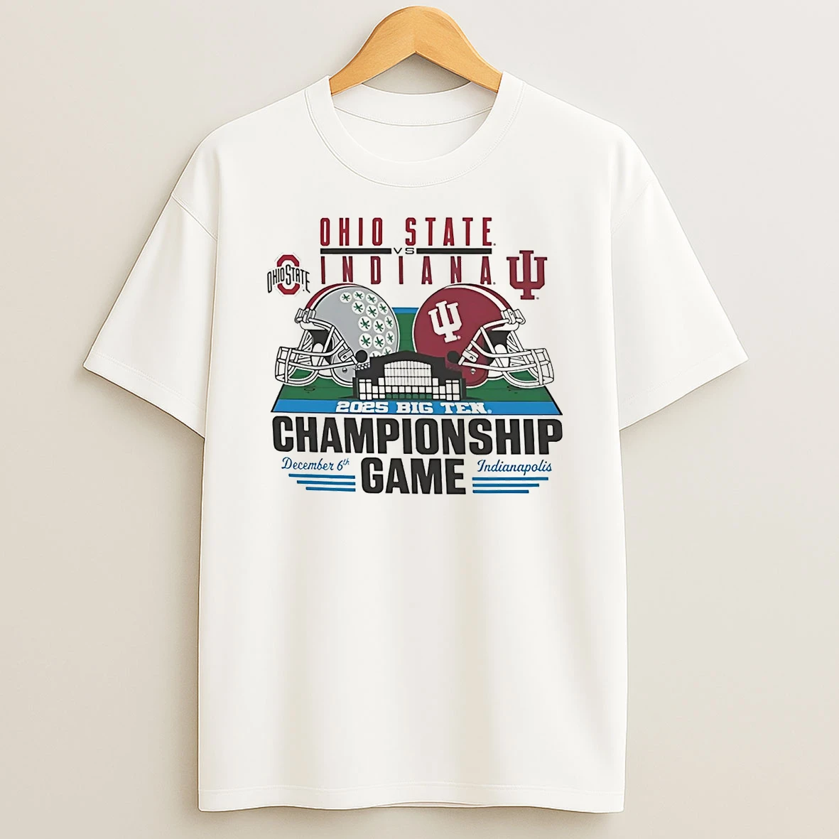 Indiana Hoosiers And Ohio State Buckeyes 2025 Big Ten Championship Game T Shirt