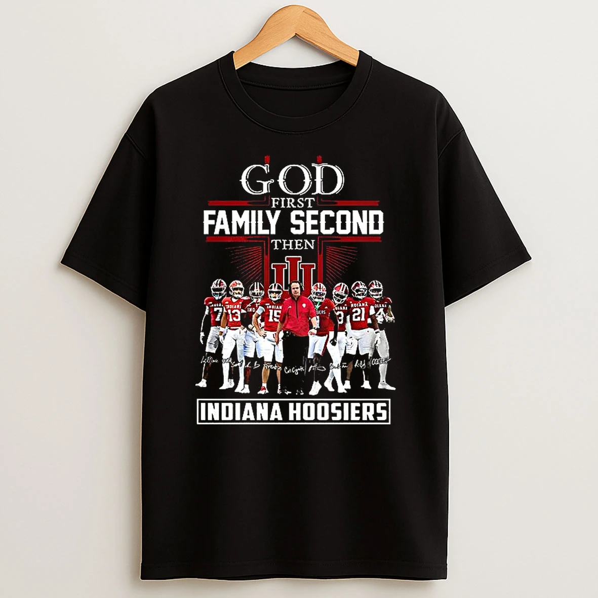 Indiana Hoosiers God First Family Second Then Signature T Shirt