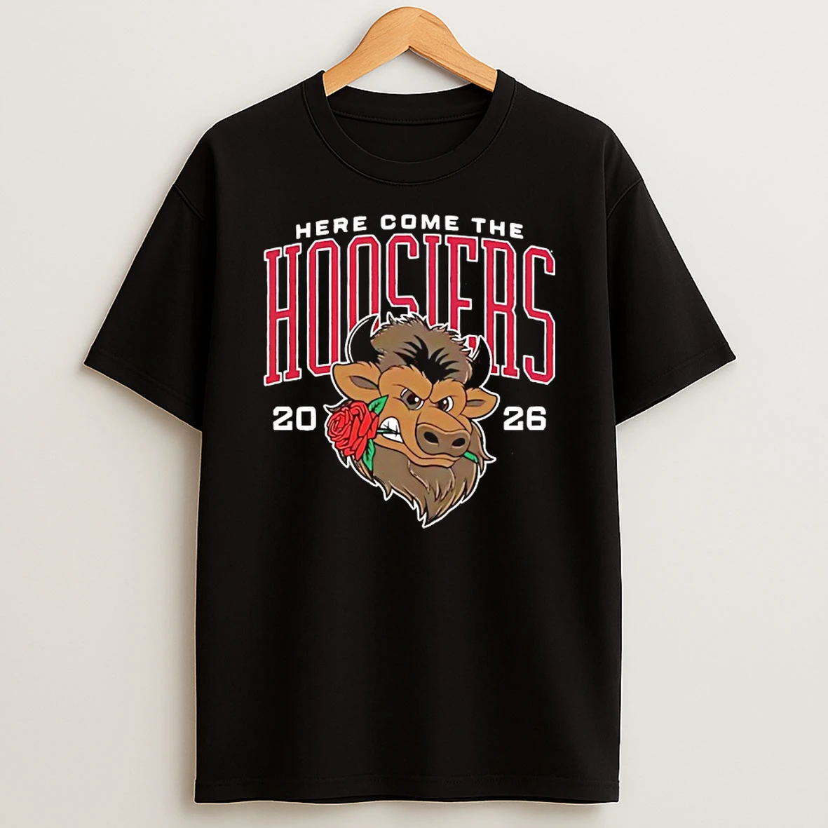 Indiana Hoosiers Here Come The Hoosiers Rose Bowl Bison 2026 T Shirt