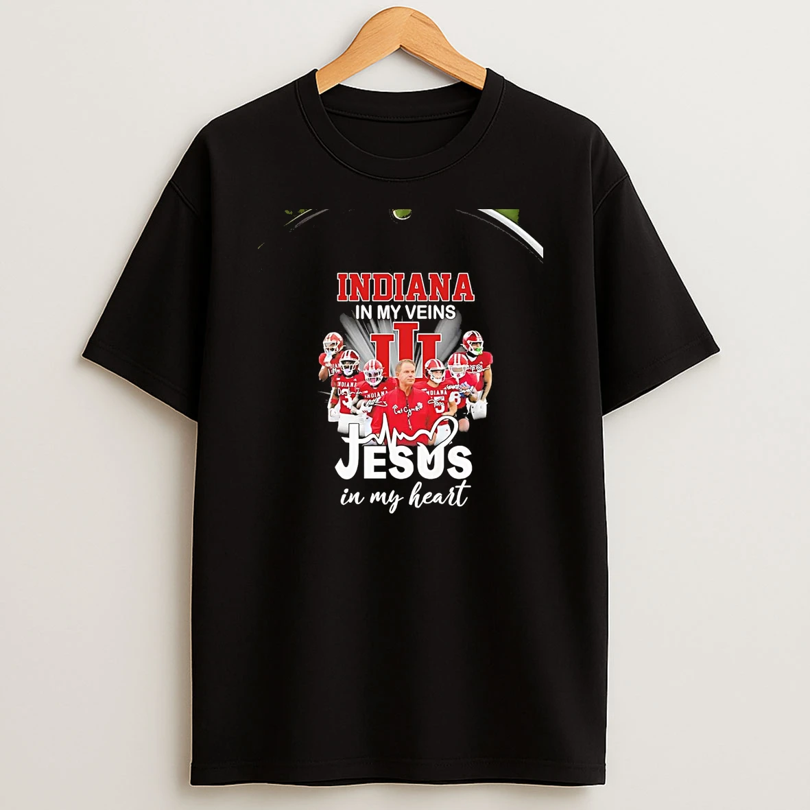 Indiana Hoosiers In My Veins Jesus In My Heart Chriast T Shirt
