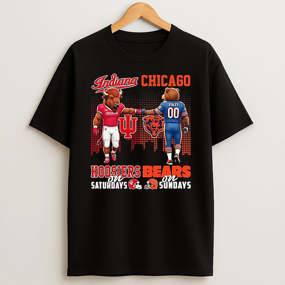 Indiana Hoosiers On Saturdays Chicago Bears On Sundays Mascot T Shirt