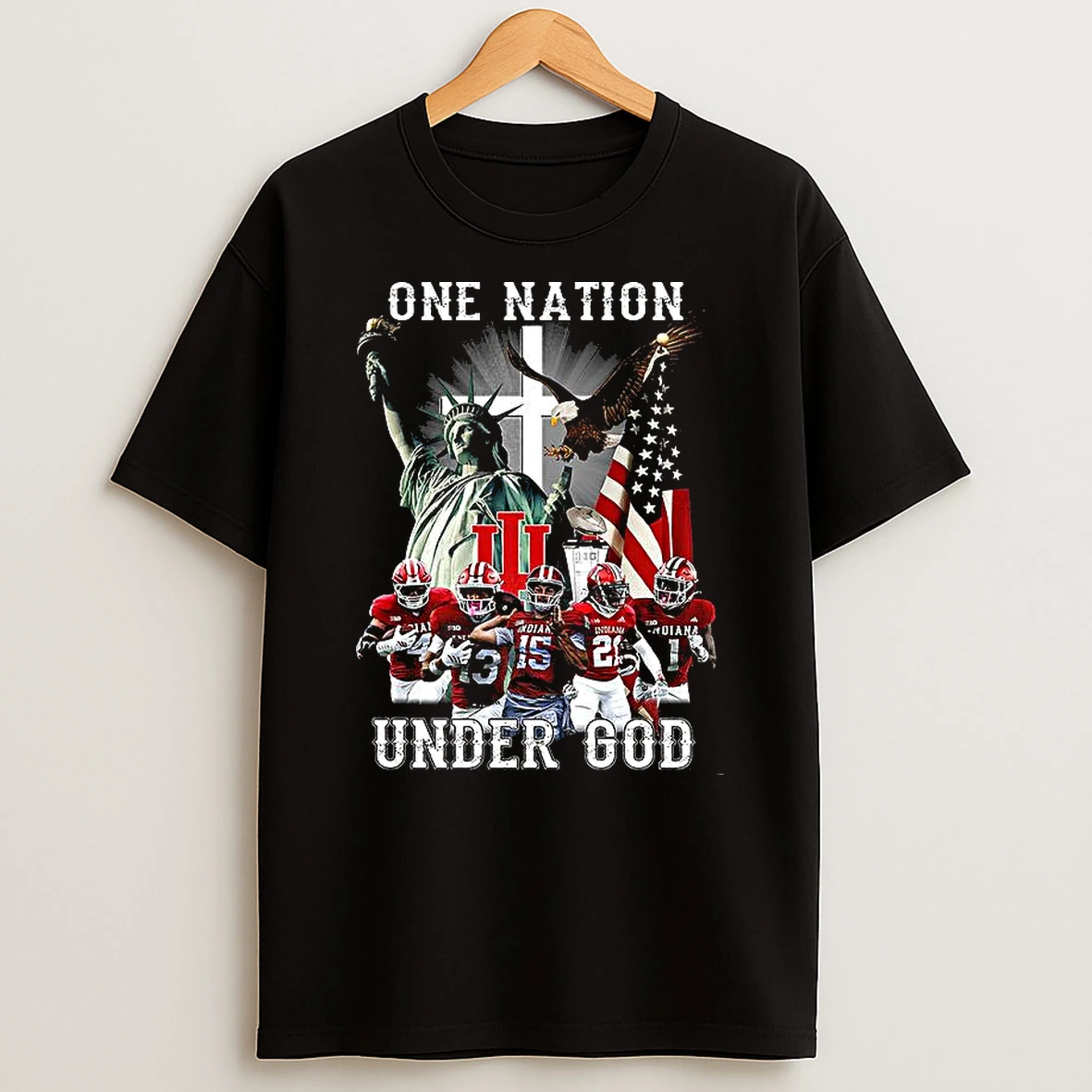 Indiana Hoosiers Teams One Nation Under God Signature T Shirt