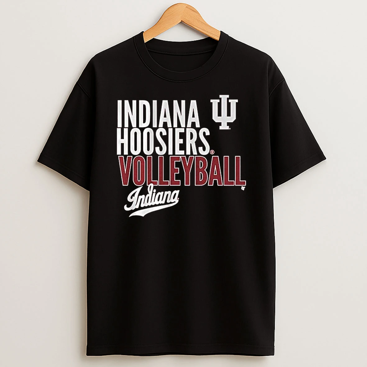 Indiana Volleyball Text Logo Overlay 2025 T Shirt