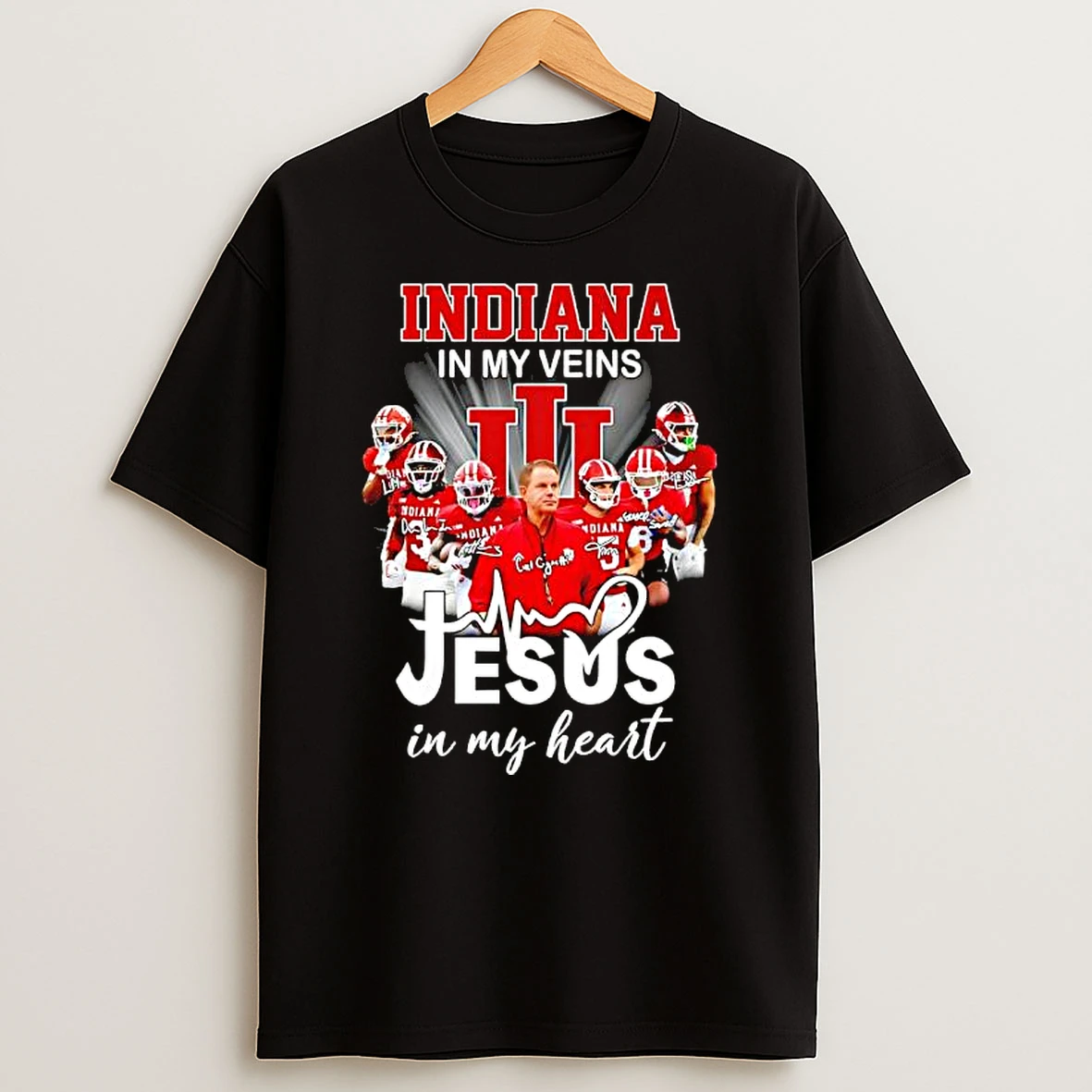 Indiana In My Veins Jesus In My Heart Signatures Team T Shirt