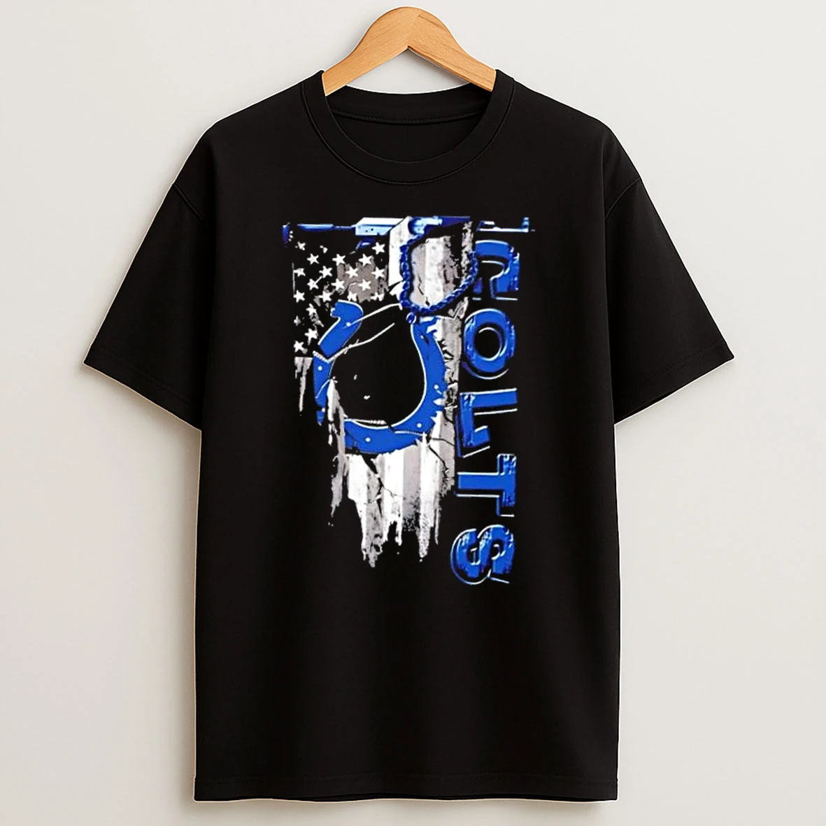 Indianapolis Colts Football Battle Shattered Usa Flag Rip Design T Shirt