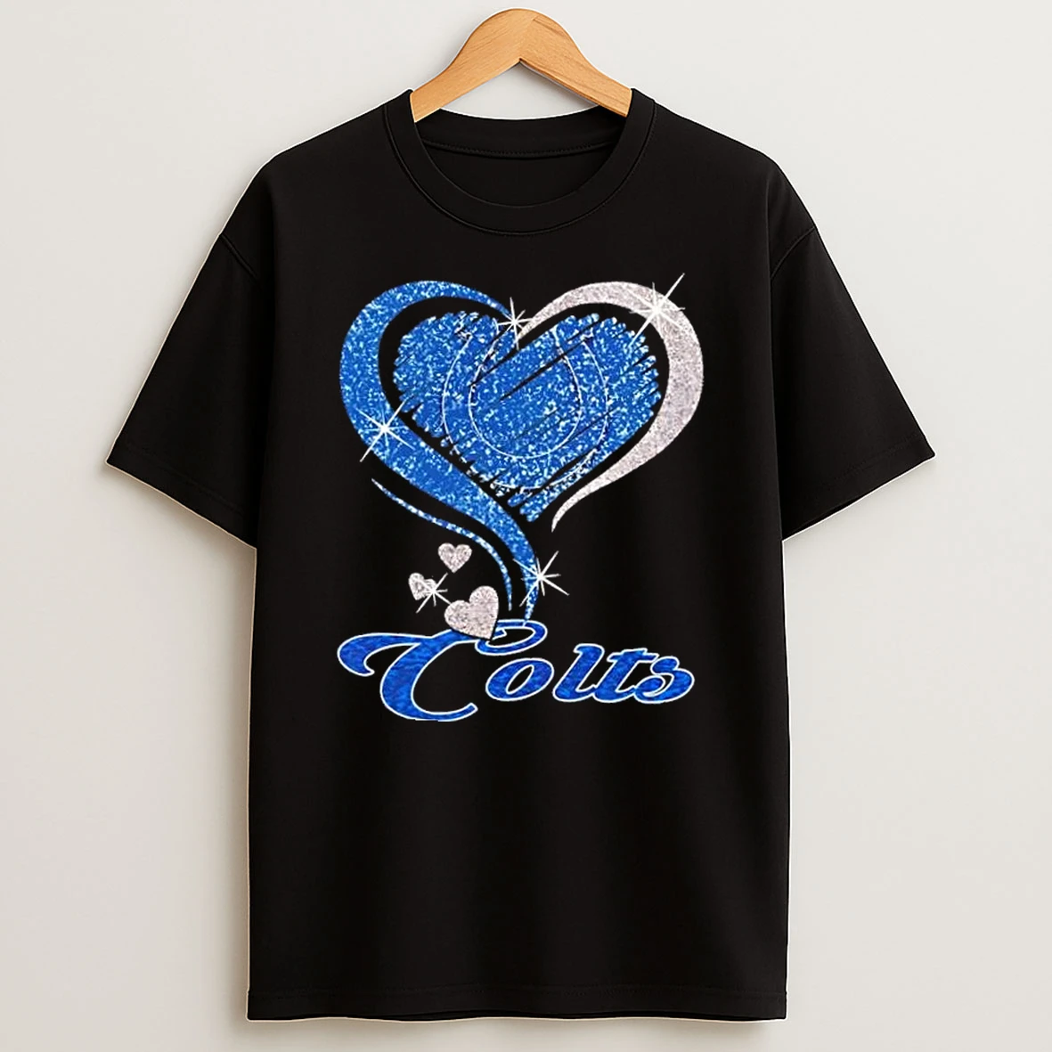 Indianapolis Colts Football In Glitter Heart Fans T Shirt