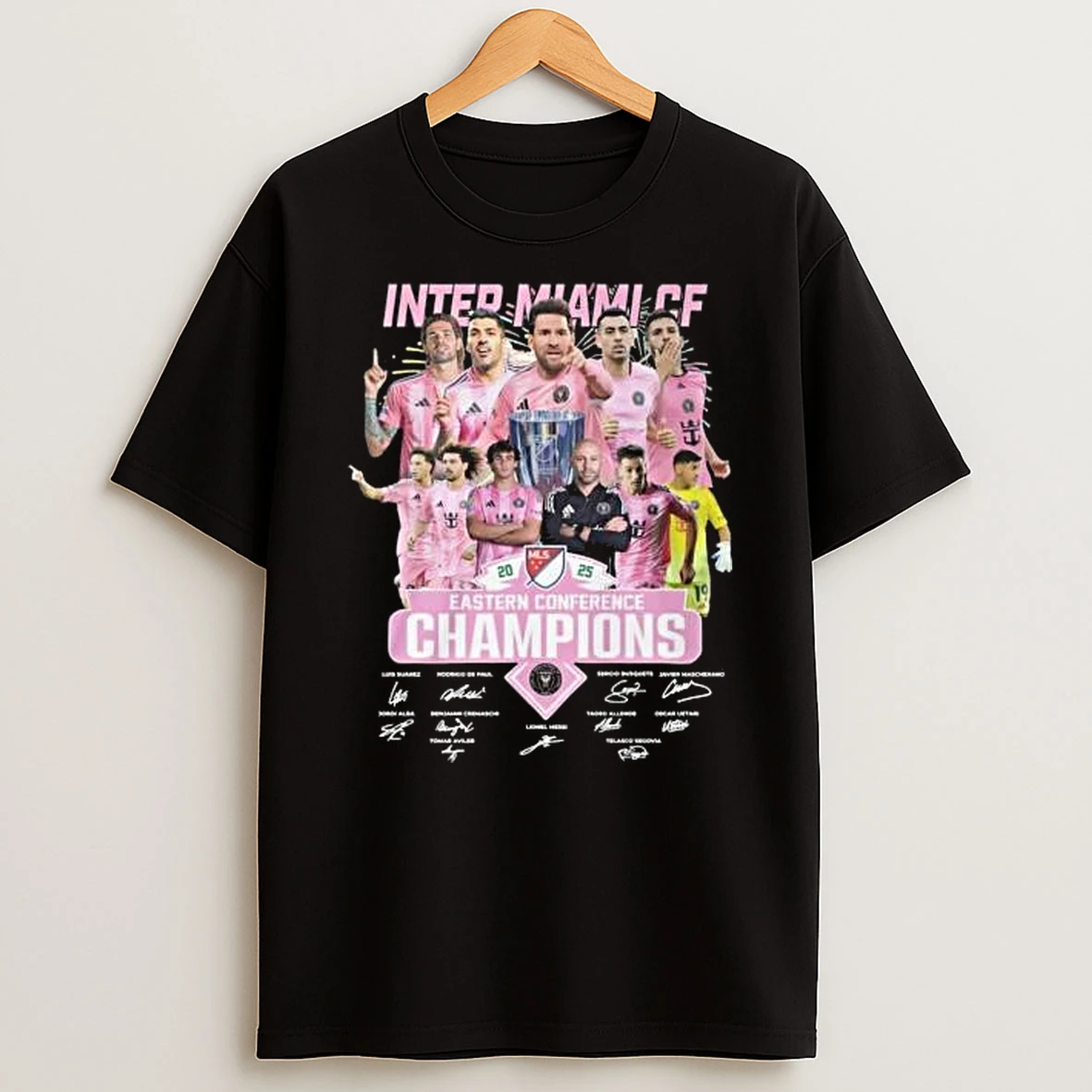 Inter Miami Cf 2025 Eastern Conference Champions Players Signatures T Shirt