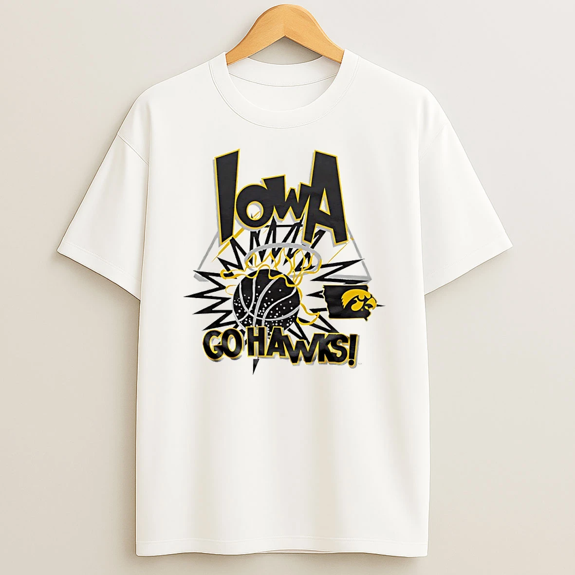 Iowa Hawkeyes Basketball Slam Dunk Go Hawks Circle T Shirt