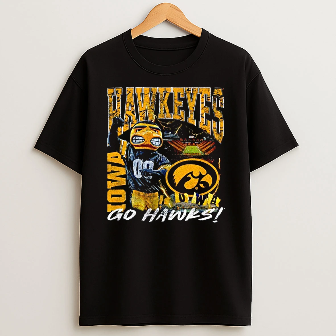 Iowa Hawkeyes Go Hawks Mascot T Shirt