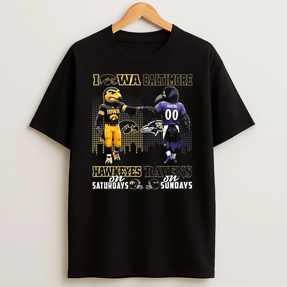 Iowa Hawkeyes On Saturdays X Baltimore Ravens On Sundays Mascot 2025 T Shirt