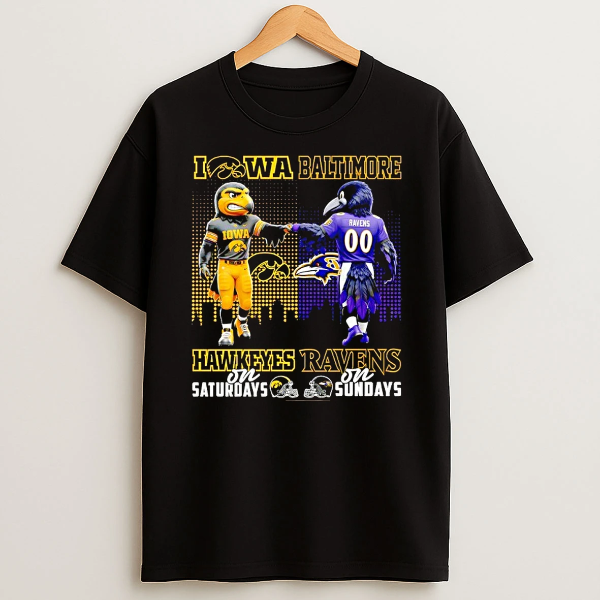 Iowa Hawkeyes On Saturdays X Baltimore Ravens On Sunday Mascot T Shirt