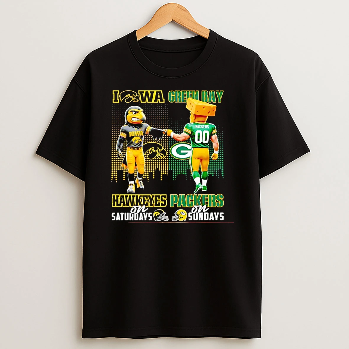 Iowa Hawkeyes On Saturdays X Green Bay Packers On Sunday Mascot T Shirt