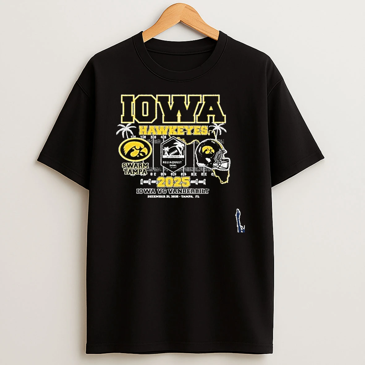 Iowa Hawkeyes Vs Vanderbilt 2025 Reliaquest Bowl Bound Swarm Tampa T Shirt