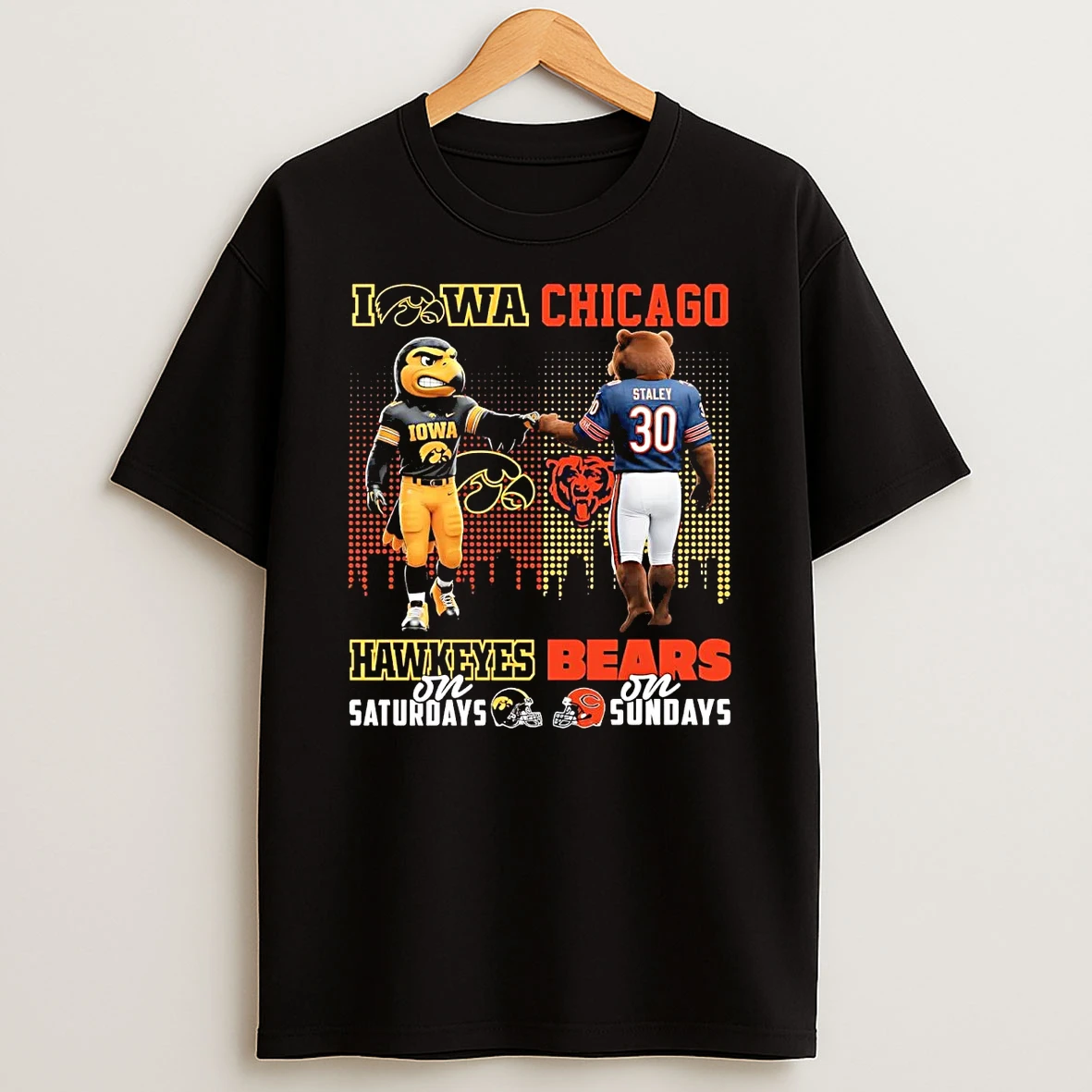 Iowa Hawkeyes On Saturdays Chicago Bears On Sundays Mascot T Shirt