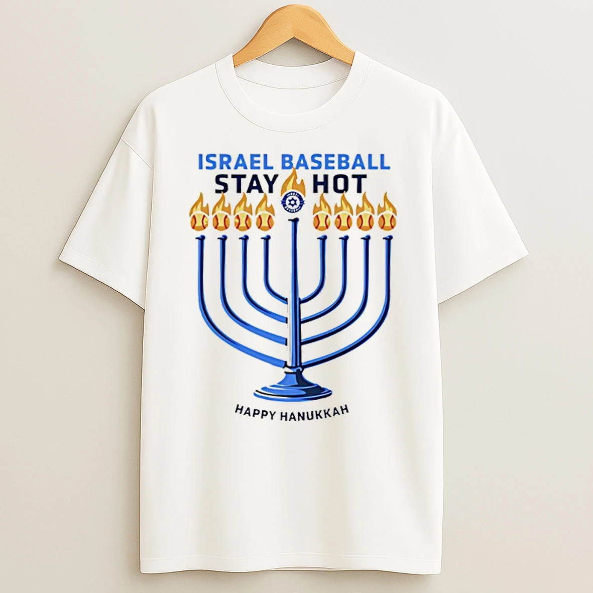 Israel Baseball Stay Hot Happy Hanukkah T Shirt