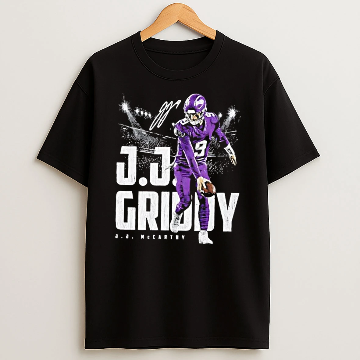 J J Mccarthy Griddy Minnesota Vikings Football Signature T Shirt