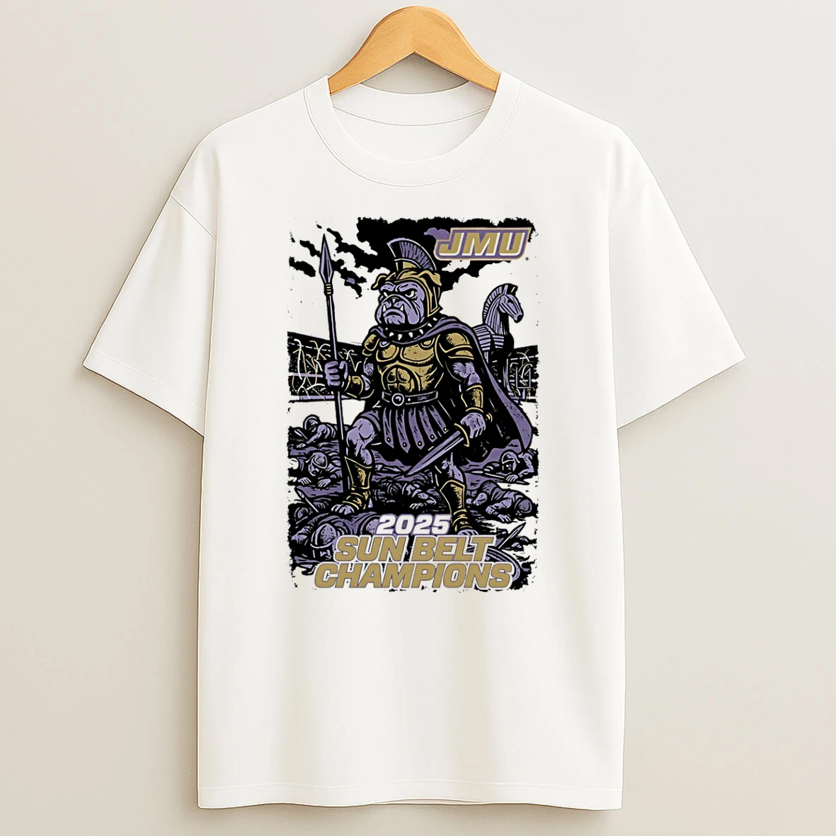 Jmu Dukes 2025 Sun Velt Champions Mascot T Shirt