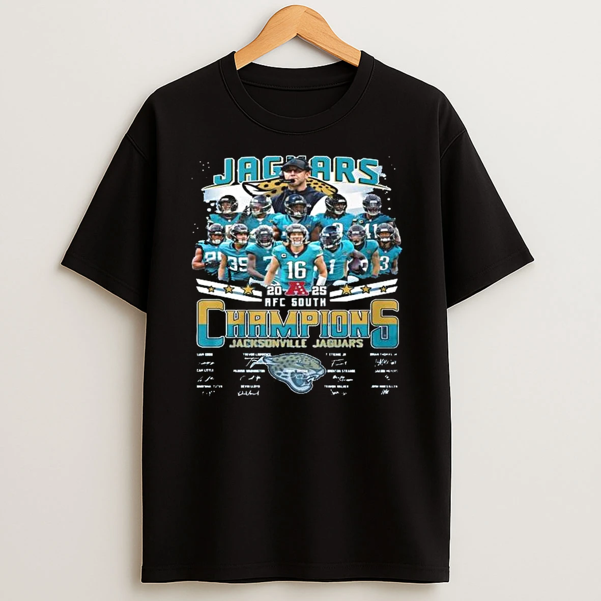 Jacksonville Jaguars Afc South Champions 2025 Signatures T Shirt