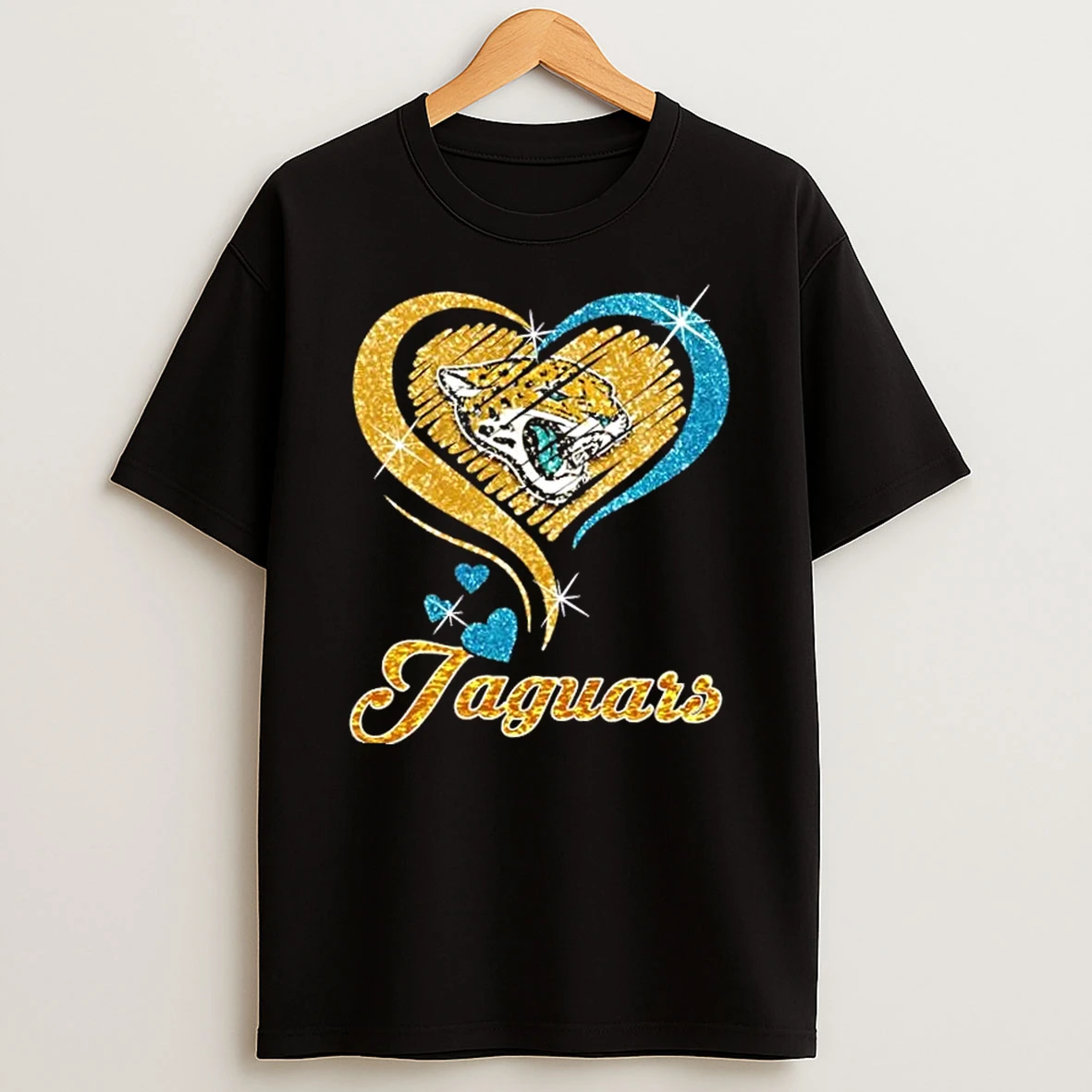 Jacksonville Jaguars Football In Glitter Heart Fans T Shirt