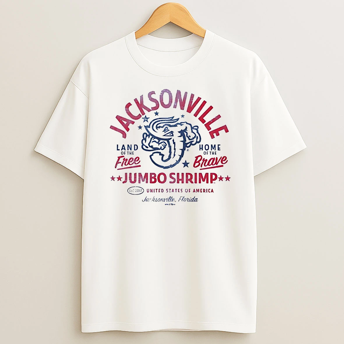 Jacksonville Jumbo Shrimp Land Of The Free Home Of The Brave T Shirt