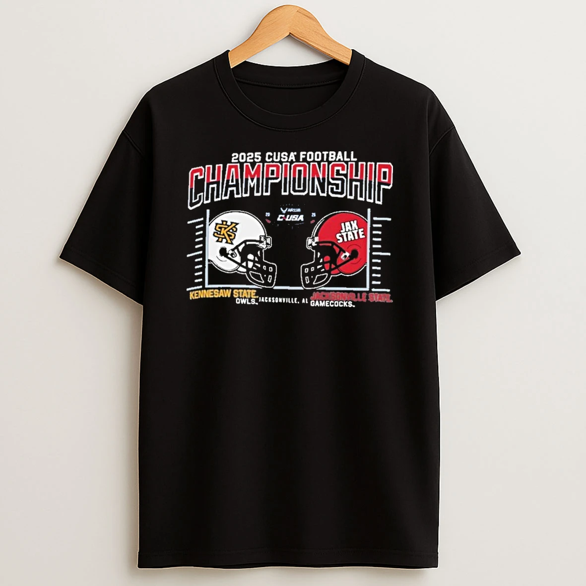 Jacksonville State Vs Kennesaw State 2025 C Usa Football Championship Duel Helmet T Shirt
