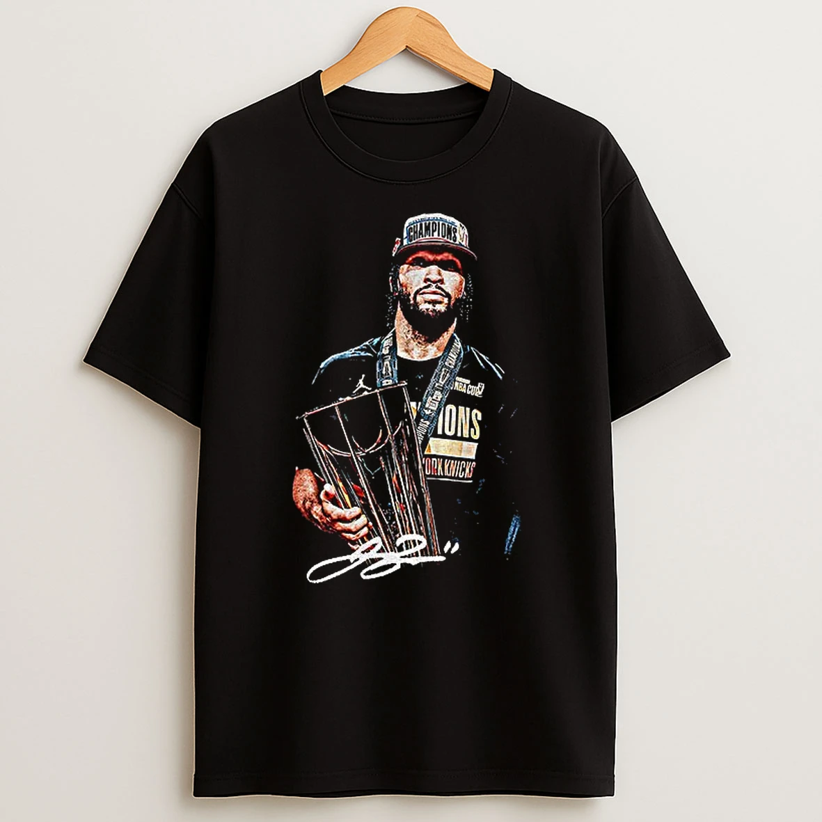 Jalen Brunson New York Knicks Nba Basketball Holding Cup Mvp Signature T Shirt