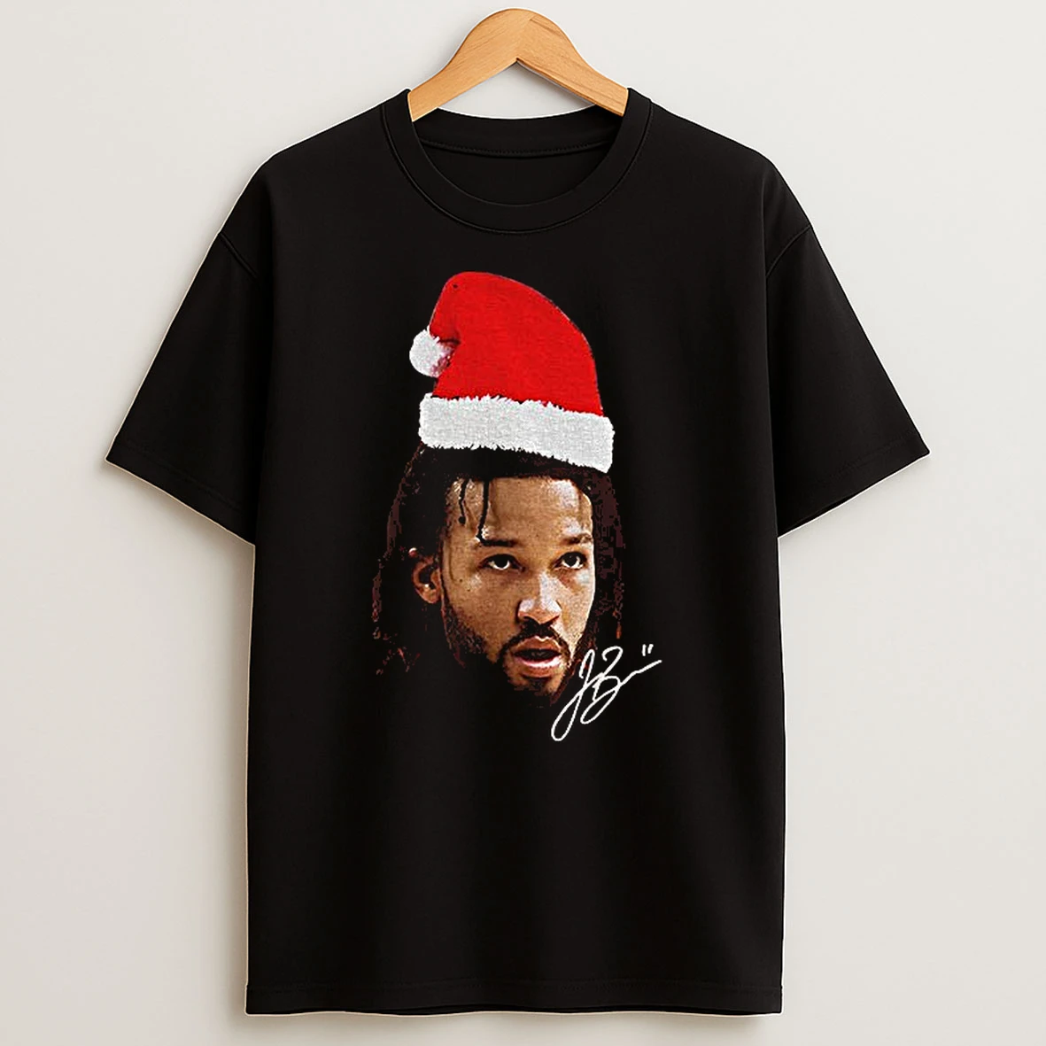 Jalen Brunson Santa Hat Ugly Christmas Signature T Shirt