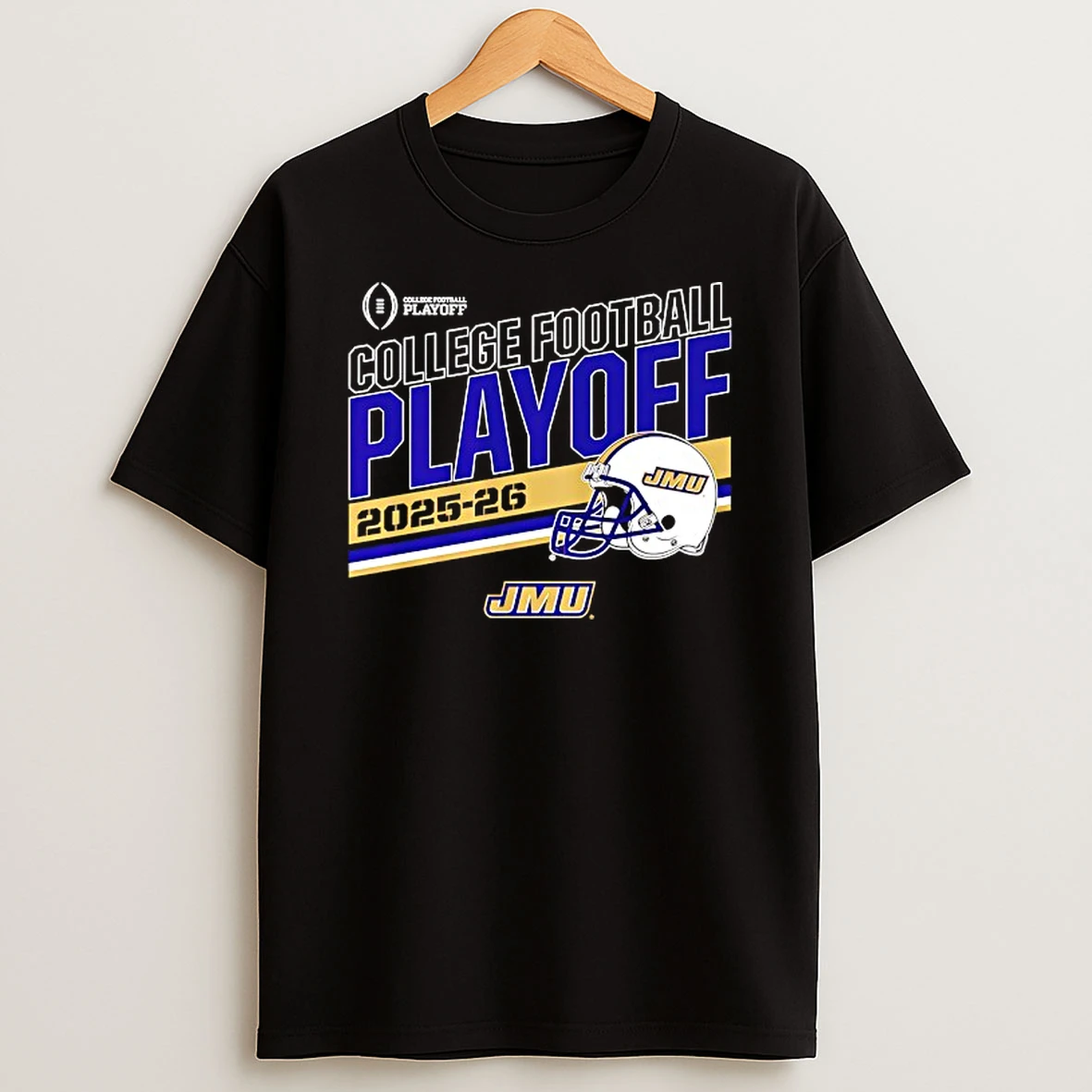 James Madison Dukes 2025 2026 College Football Playoff Stripe Helmet T Shirt