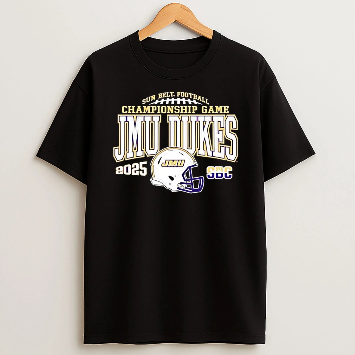 James Madison Dukes 2025 Sun Belt Championship Game Helmet T Shirt