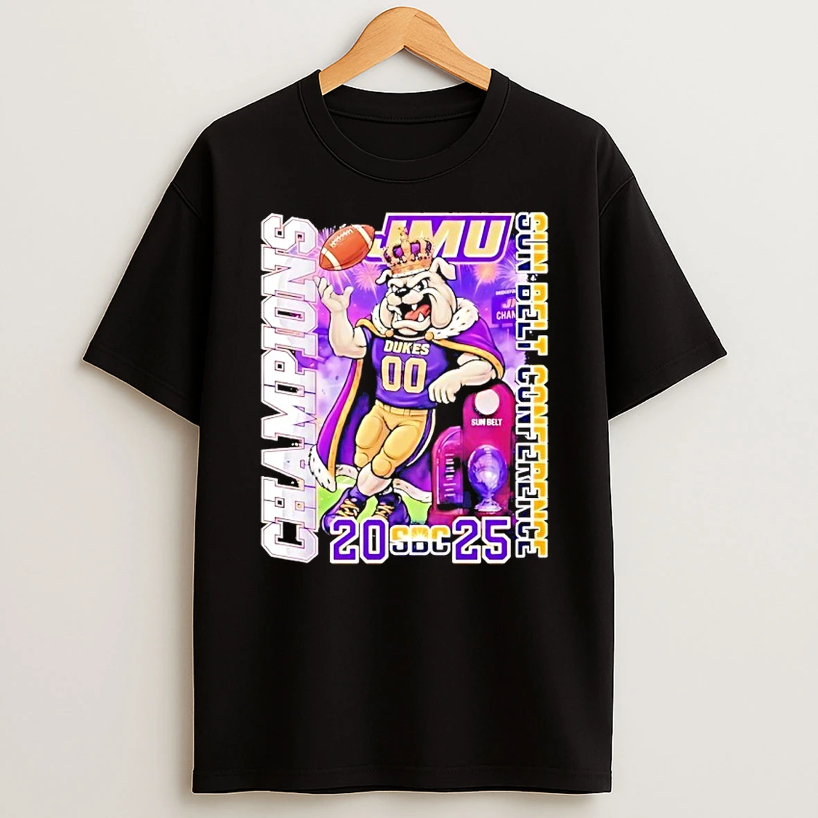 James Madison Dukes Sun Belt Conference Champions Mascot 2025 T Shirt