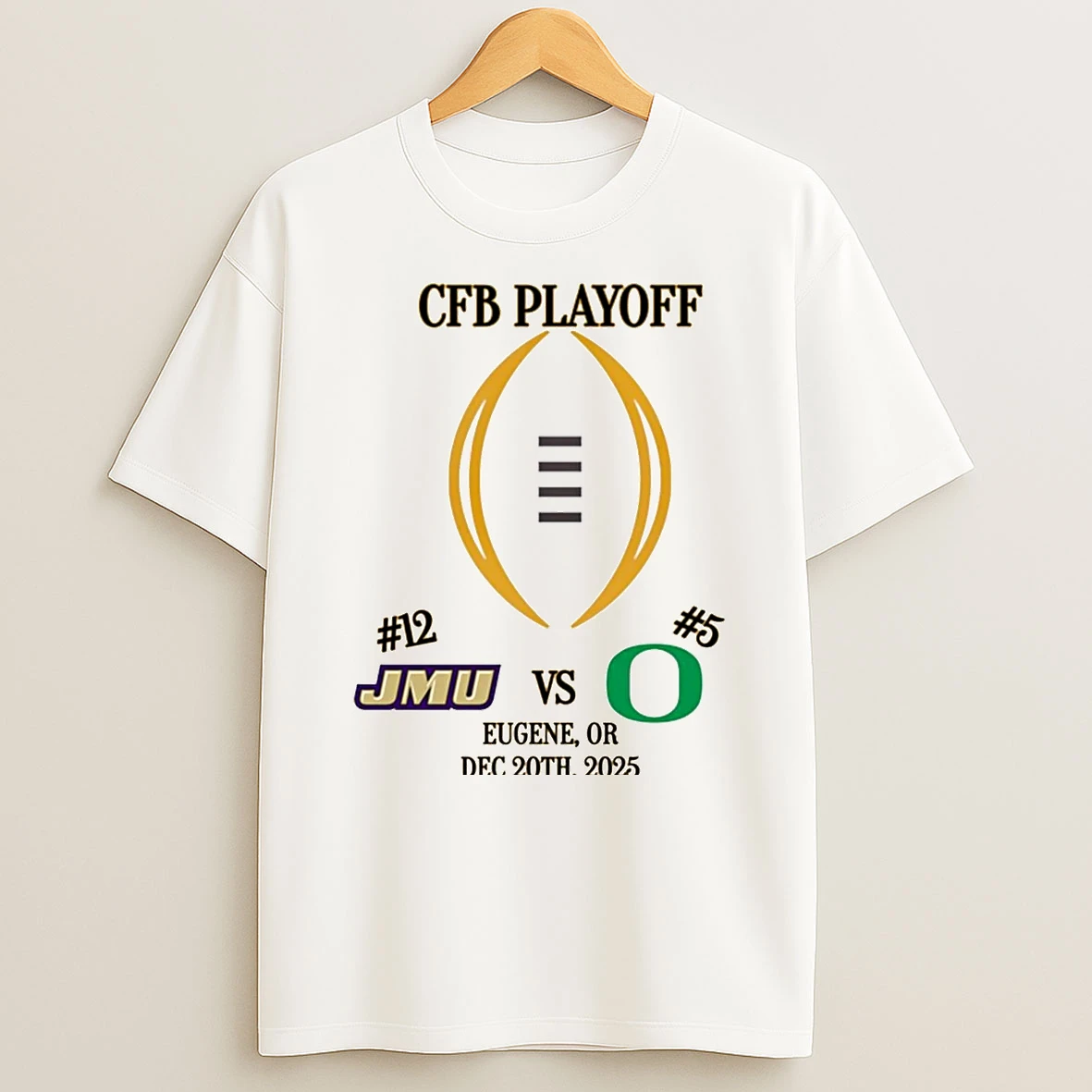 James Madison Dukes Vs Oregon Ducks 2025 Cfp First Round T Shirt