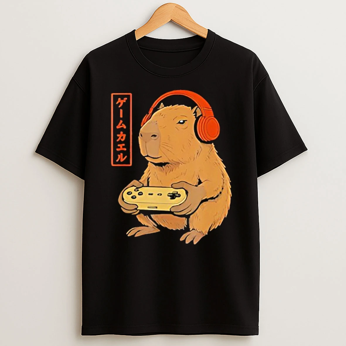Japanese Gamer Capybara Art Gaming T Shirt