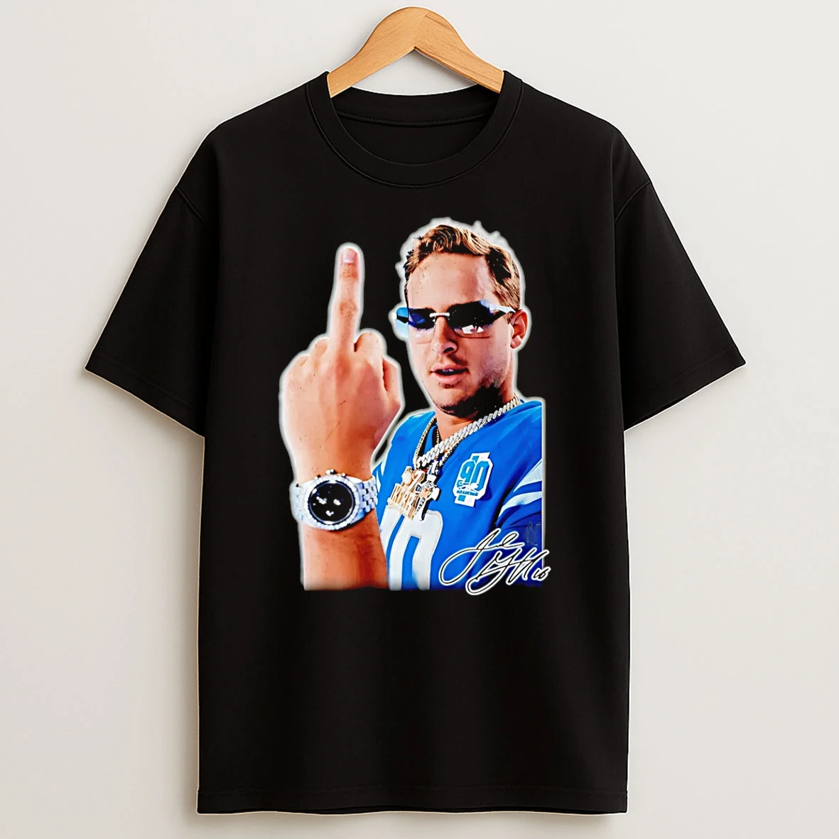 Jared Goff Detroit Lions Middle Finger Signature T Shirt