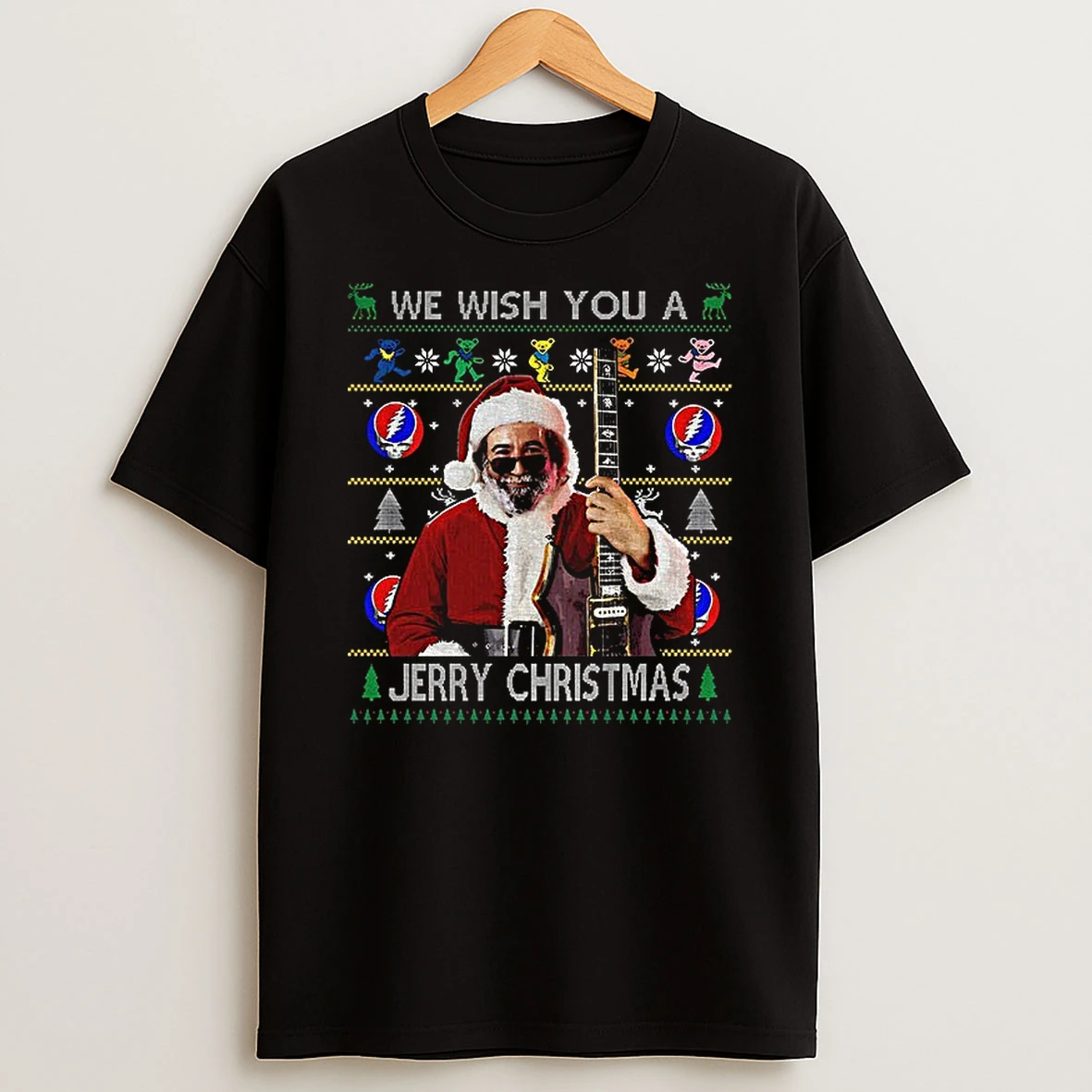 Jerry Garcia Santa We Wish You A Jerry Christmas T Shirt