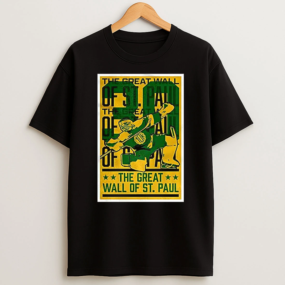 Jesper Wallstedt Pose Minnesota Wild Ice Hockey The Great Wall Of St Paul T Shirt