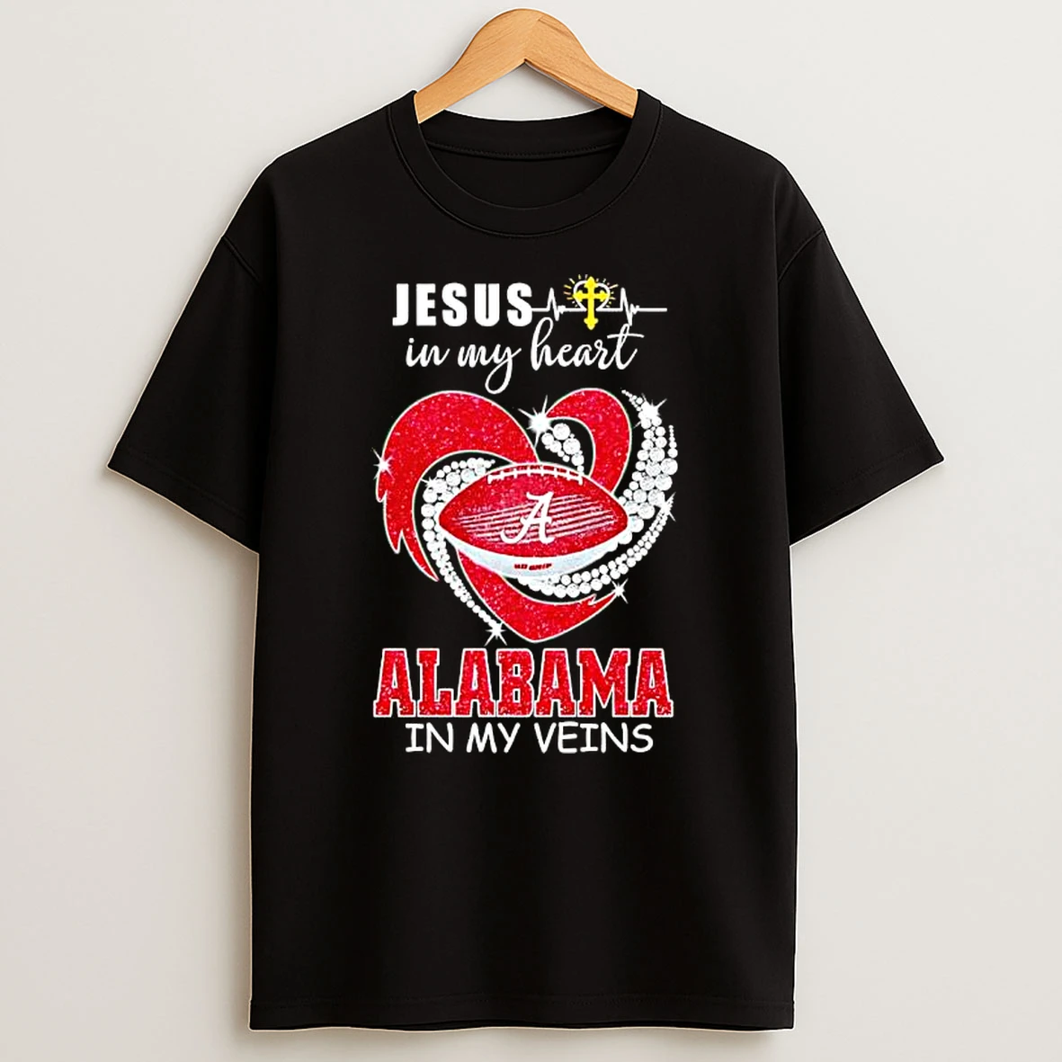 Jesus In My Heart Alabama Crimson Tide In My Veins Graphic T Shirt